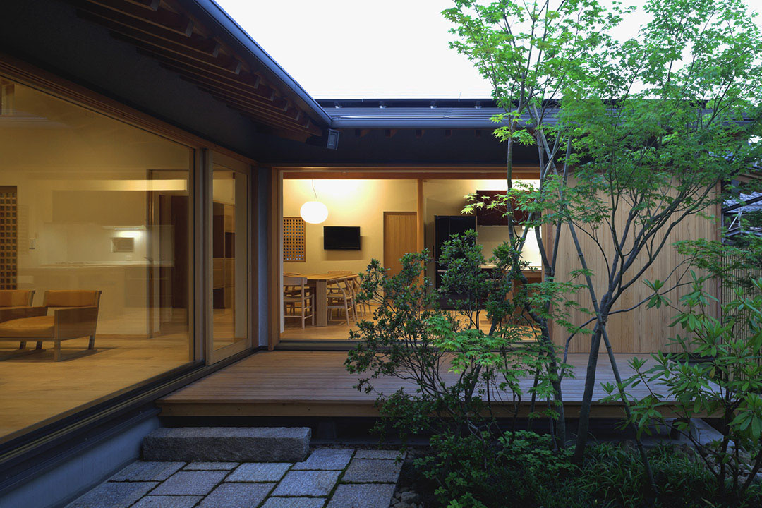 Timber Framed Japanese House  Built Around Private Gardens 