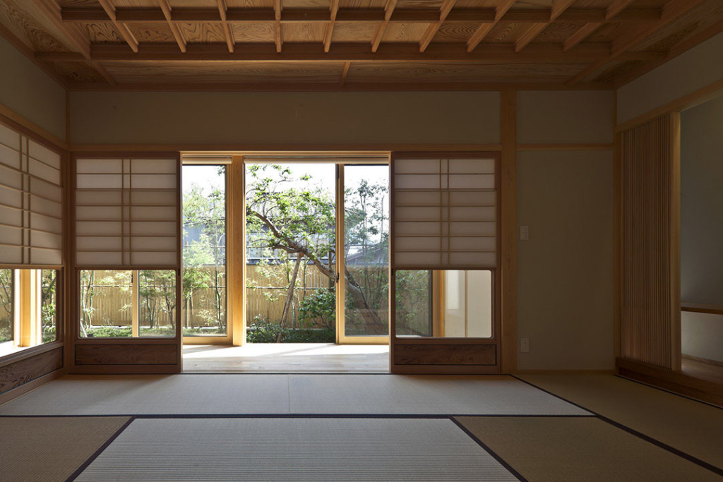 TimberFramed Japanese House Built Around Private Gardens