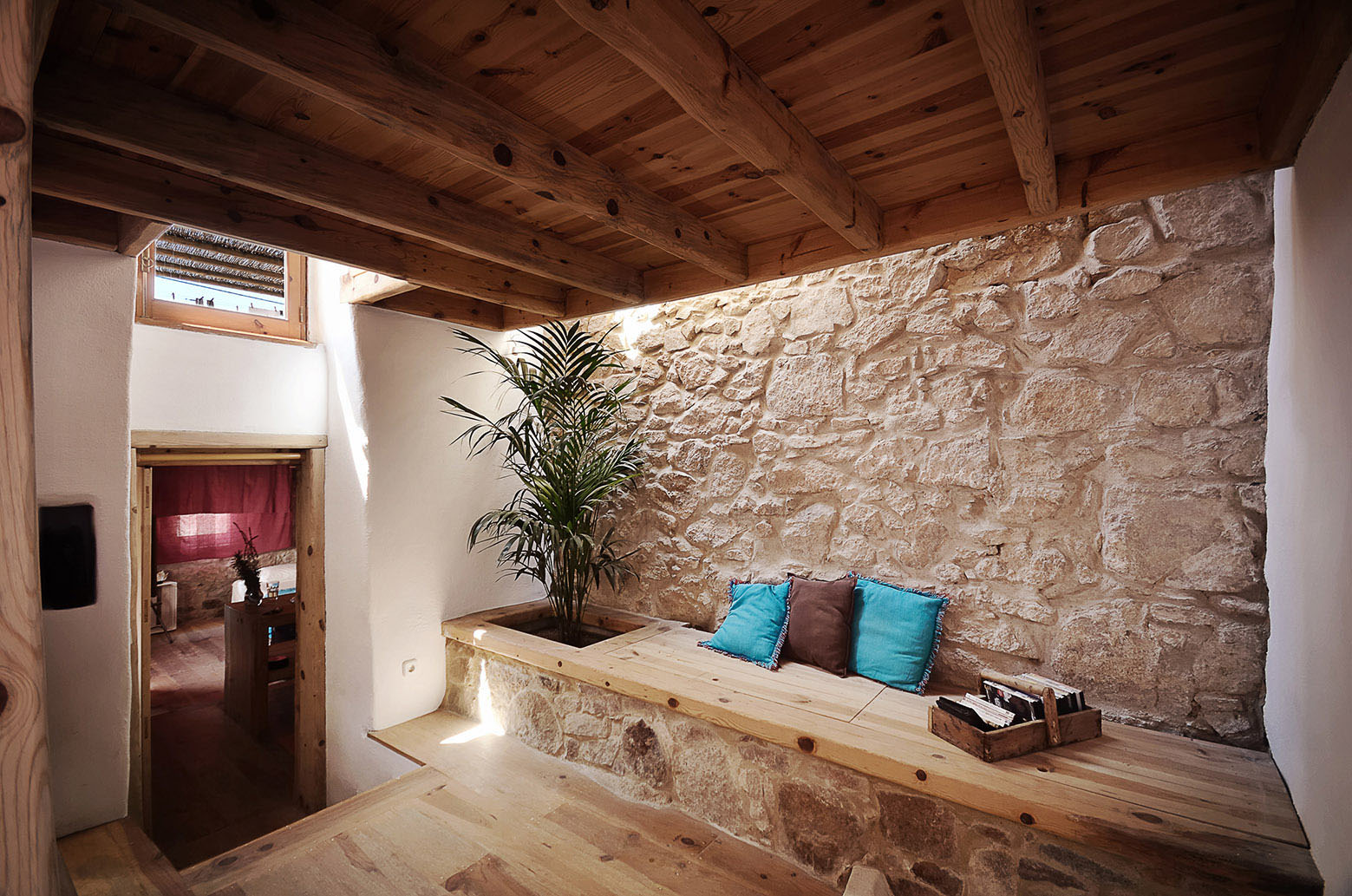 Stone Wall and Wood Decor