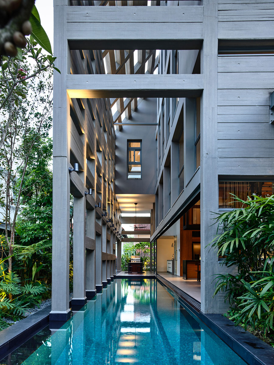 Indoor Swimming Pool Modern House Courtyard Singapore 1