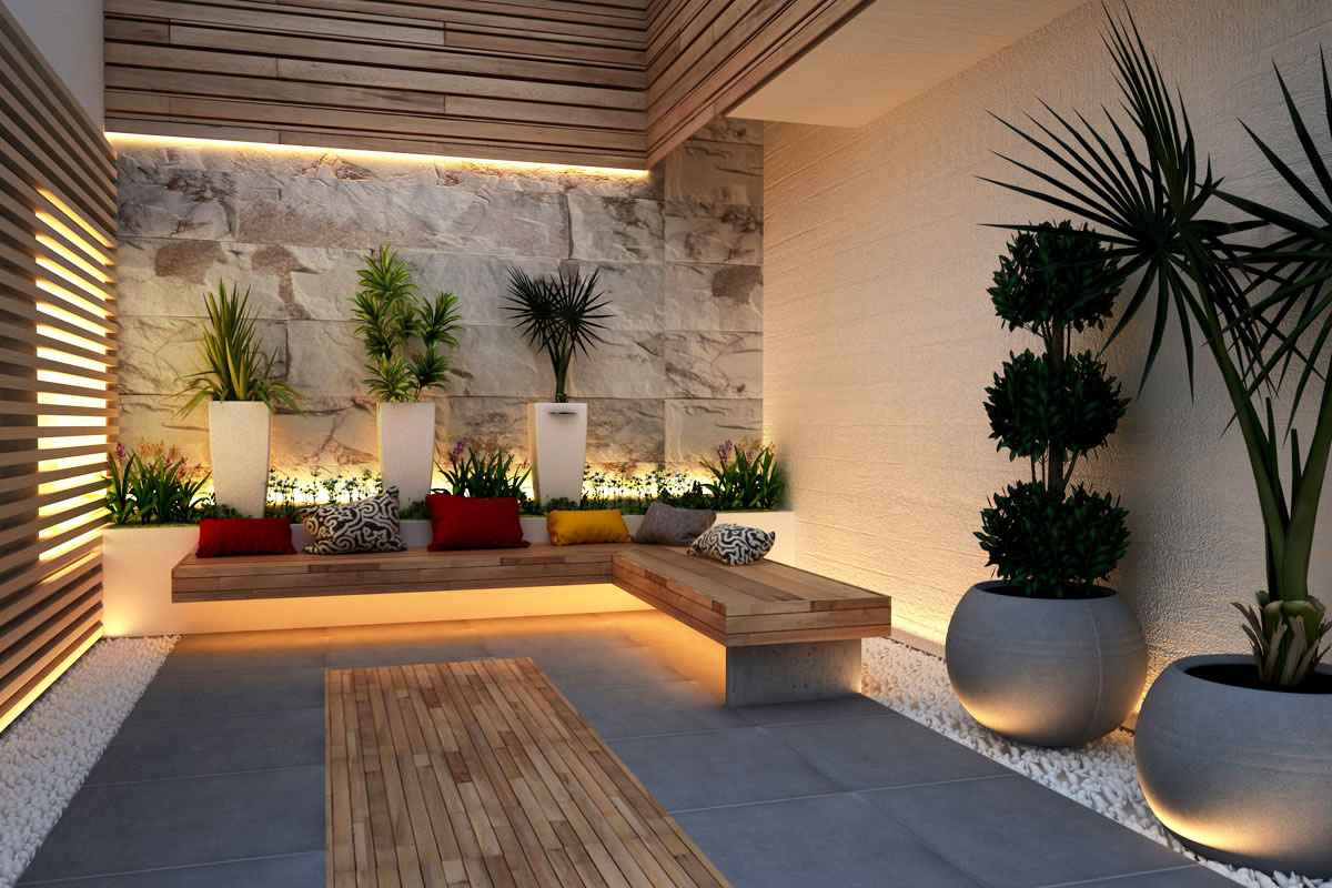 Intimate Contemporary Small Courtyard Patios 1 IDesignArch Interior 