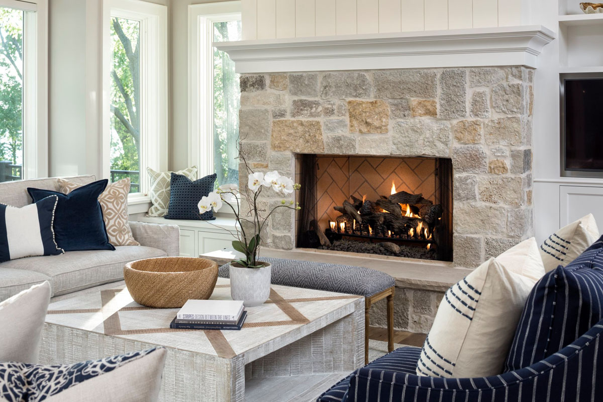 Contemporary Stone Fireplace