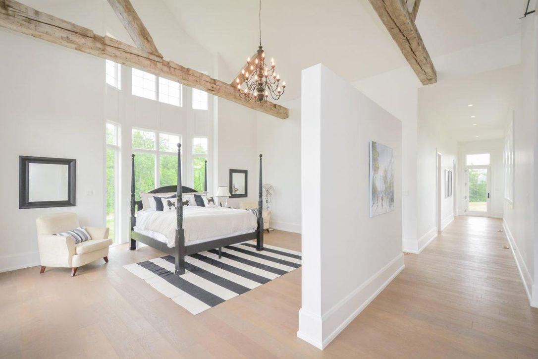 Justin Bieber Canadian Home Bedroom with Vaulted Ceiling and Wood Beams