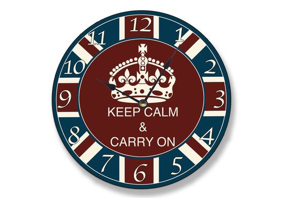 keep calm and carry on wall clock