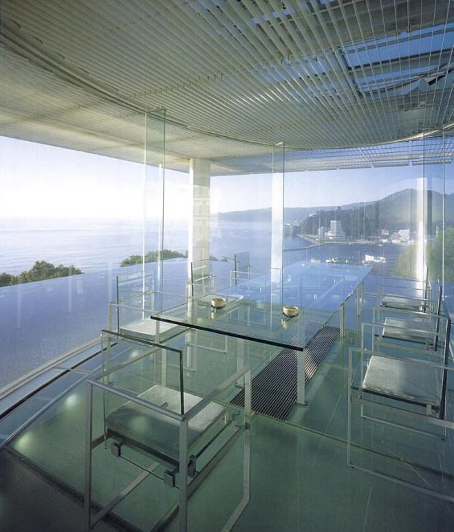 kuma kengo glass water architecture interior japanese houses plan idesignarch overlooking modern futuristic pool