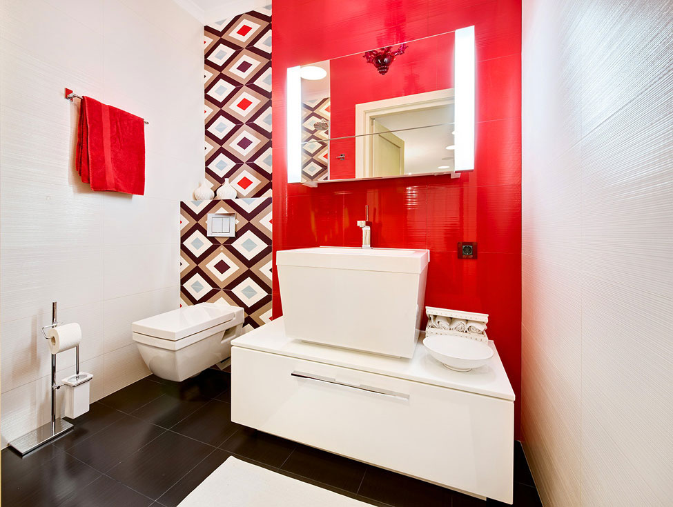 Red Modern Bathroom Design