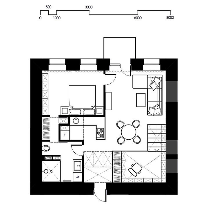 Small Square Apartment Floor Plan