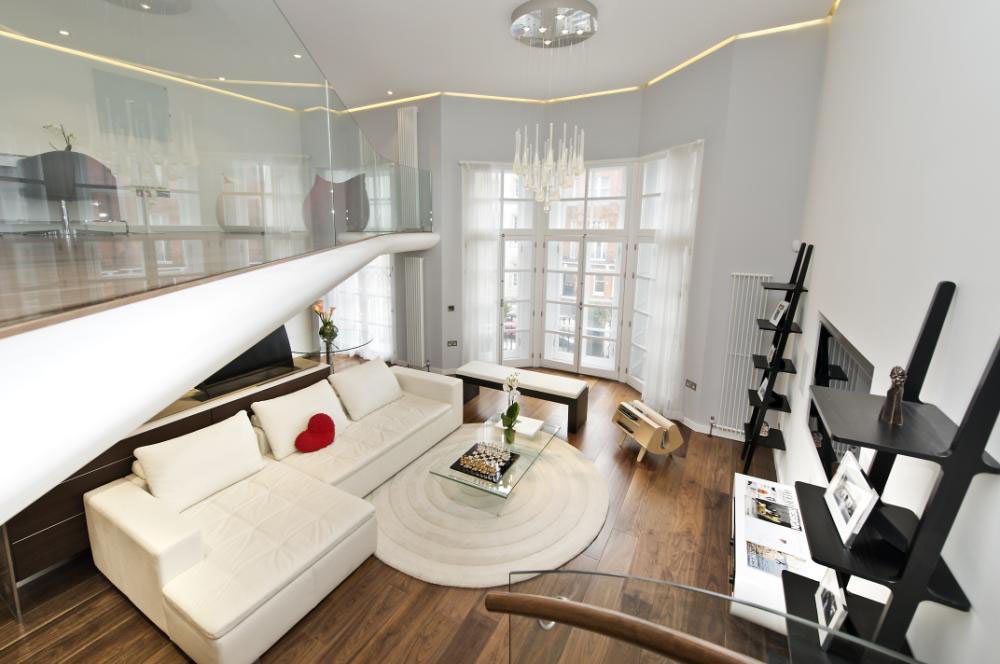 Living Room with High Ceilings