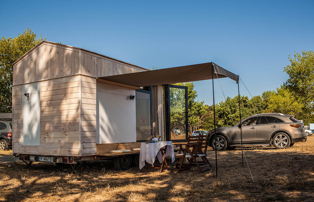 Mobile Tiny Cabin with Canopy