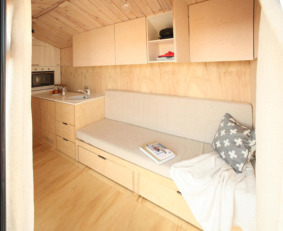 Tiny House Interior made of plywood