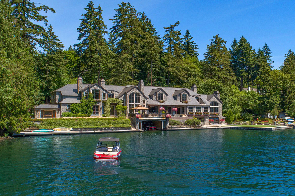 Lake House with Boat Garage