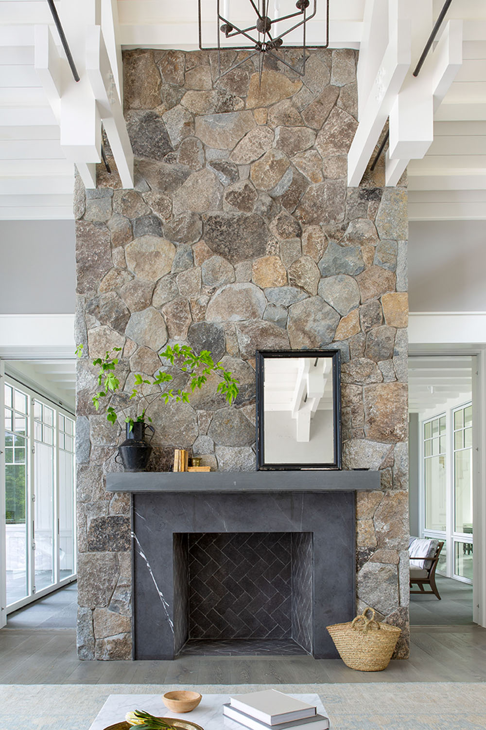 Rustic Contemporary Stone Fireplace
