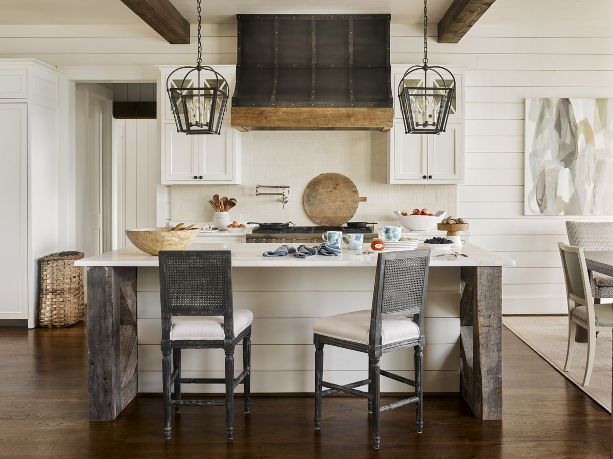 Contemporary Country Kitchen with Wood Beams