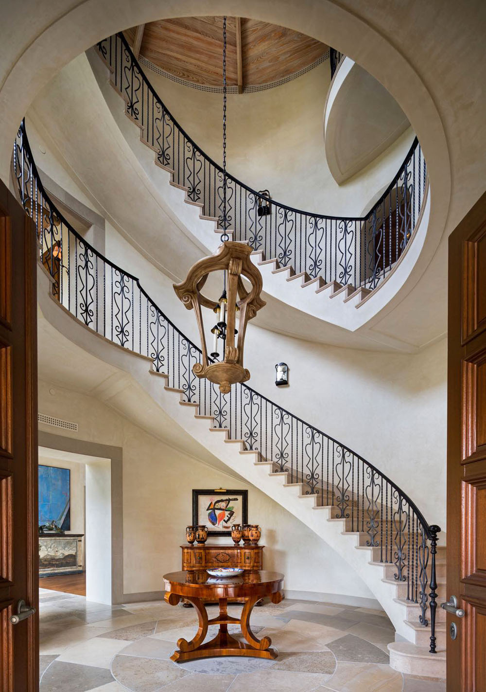 Mediterranean Revival Curved Staircase