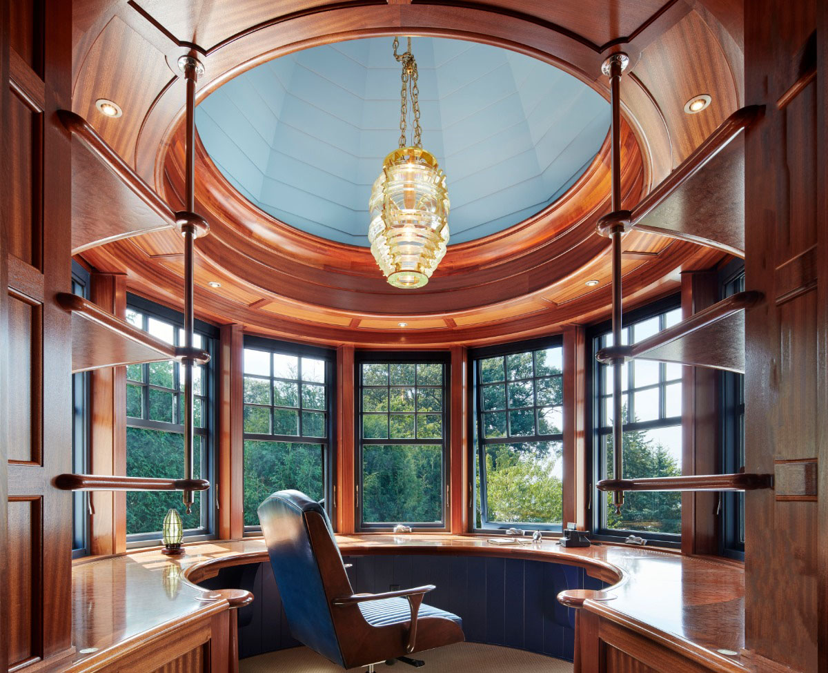 Nautical-Themed Home Office with Domed Ceiling