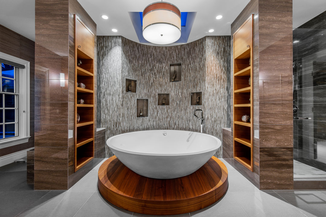 Luxury Master Bathroom with Round Bathtub