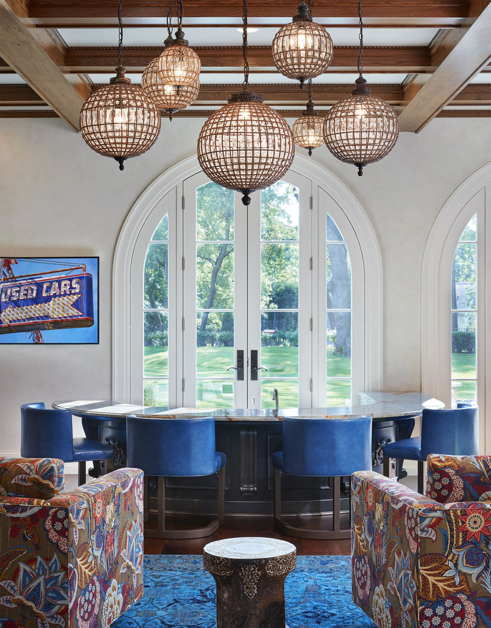 Arched French Doors and Rounded Breakfast Alcove