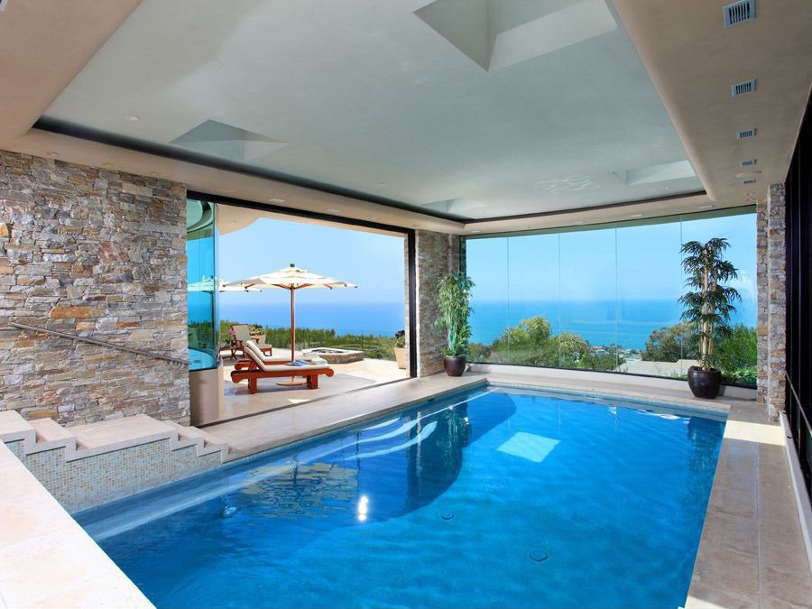 Modern Indoor Pool with Ocean View