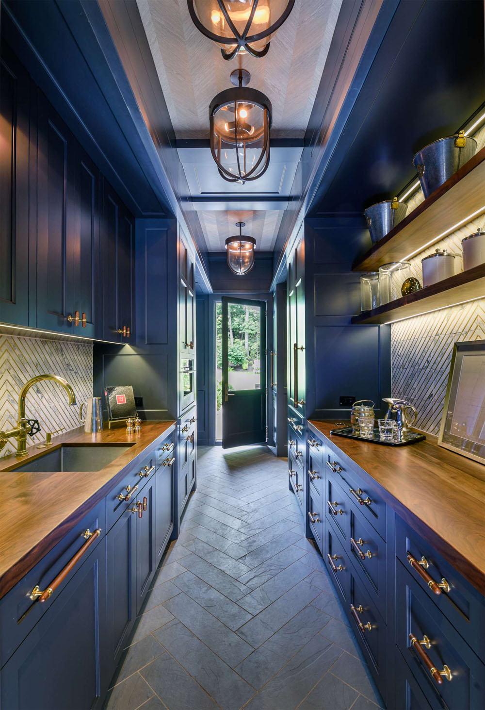 Pantry with Blue Cabinets