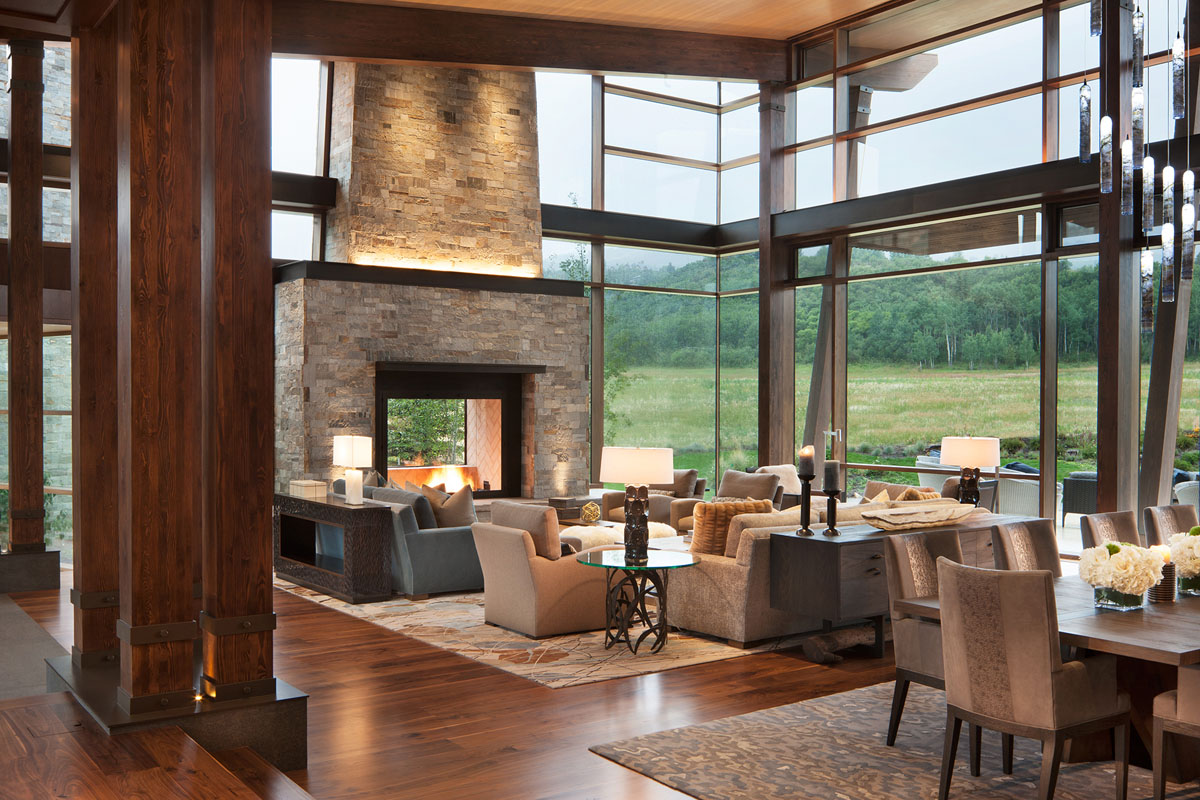 Luxury Mountain Lodge with Stone Fireplace