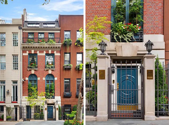 Manhattan Red Clay Brick and Limestone Mansion near New York Central Park