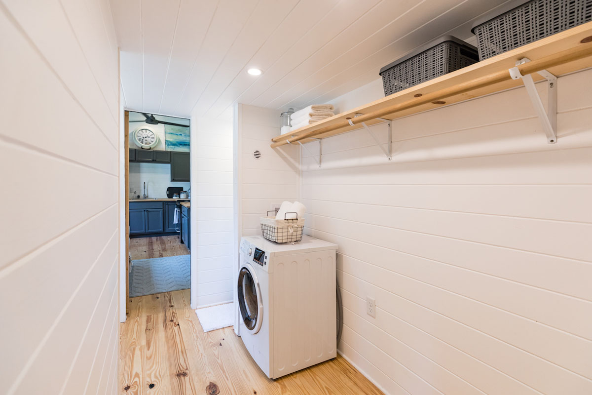Tiny House Laundry Room with Storage Space