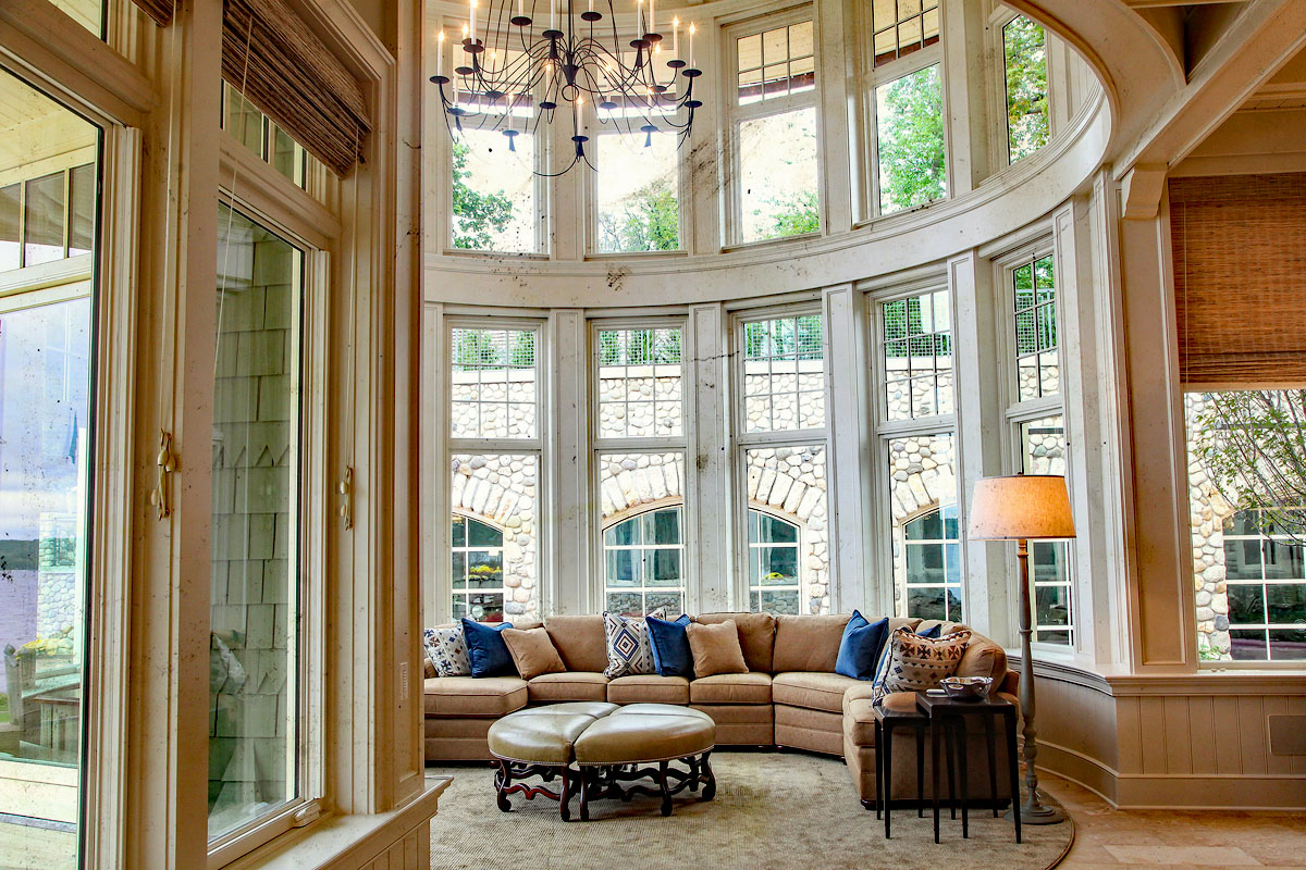 Elegant Round Living Room with High Domed Ceiling