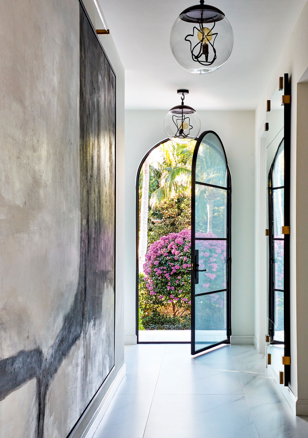 Arched Steel and Glass Front Door