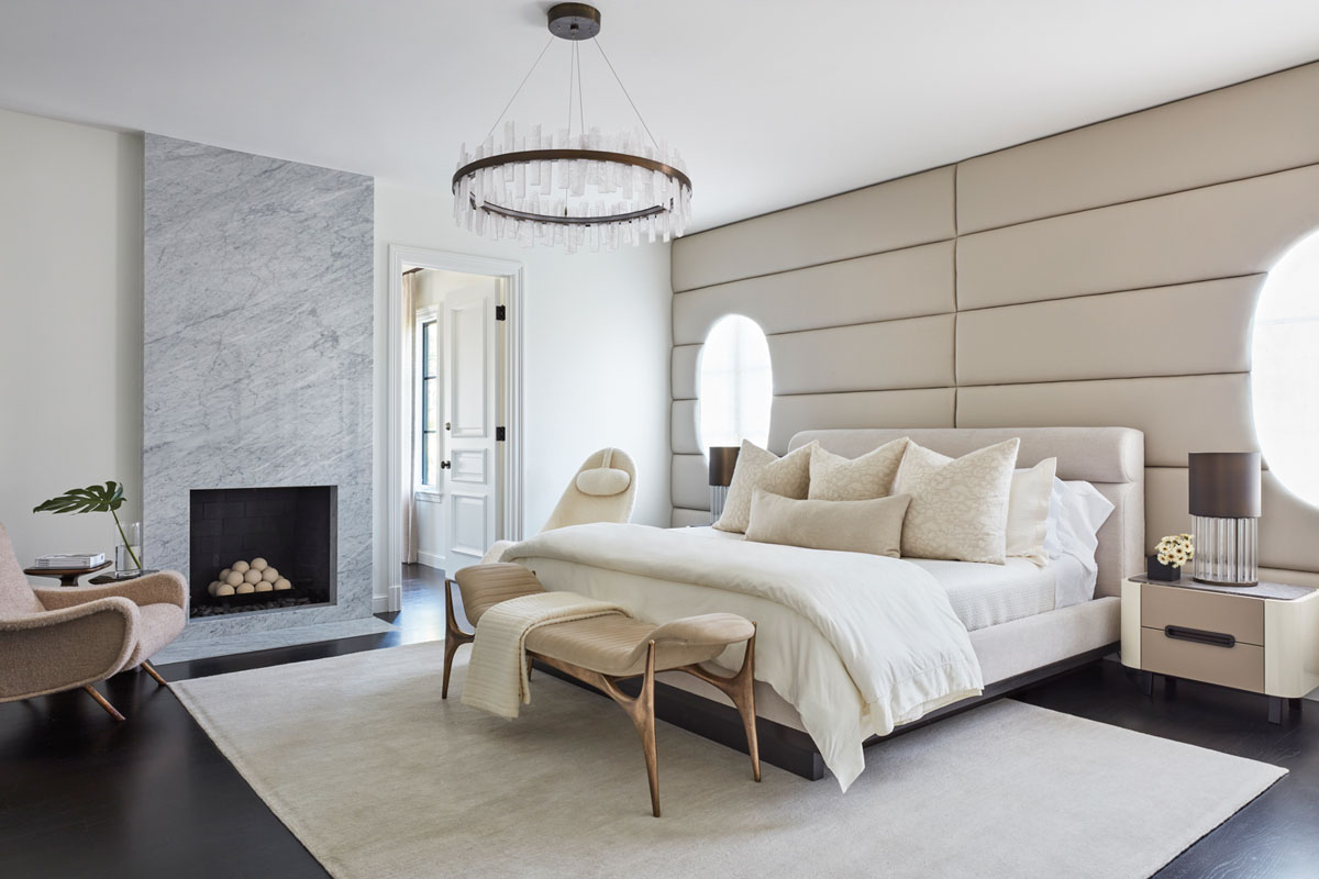 Master Bedroom with Carrara Marble Fireplace