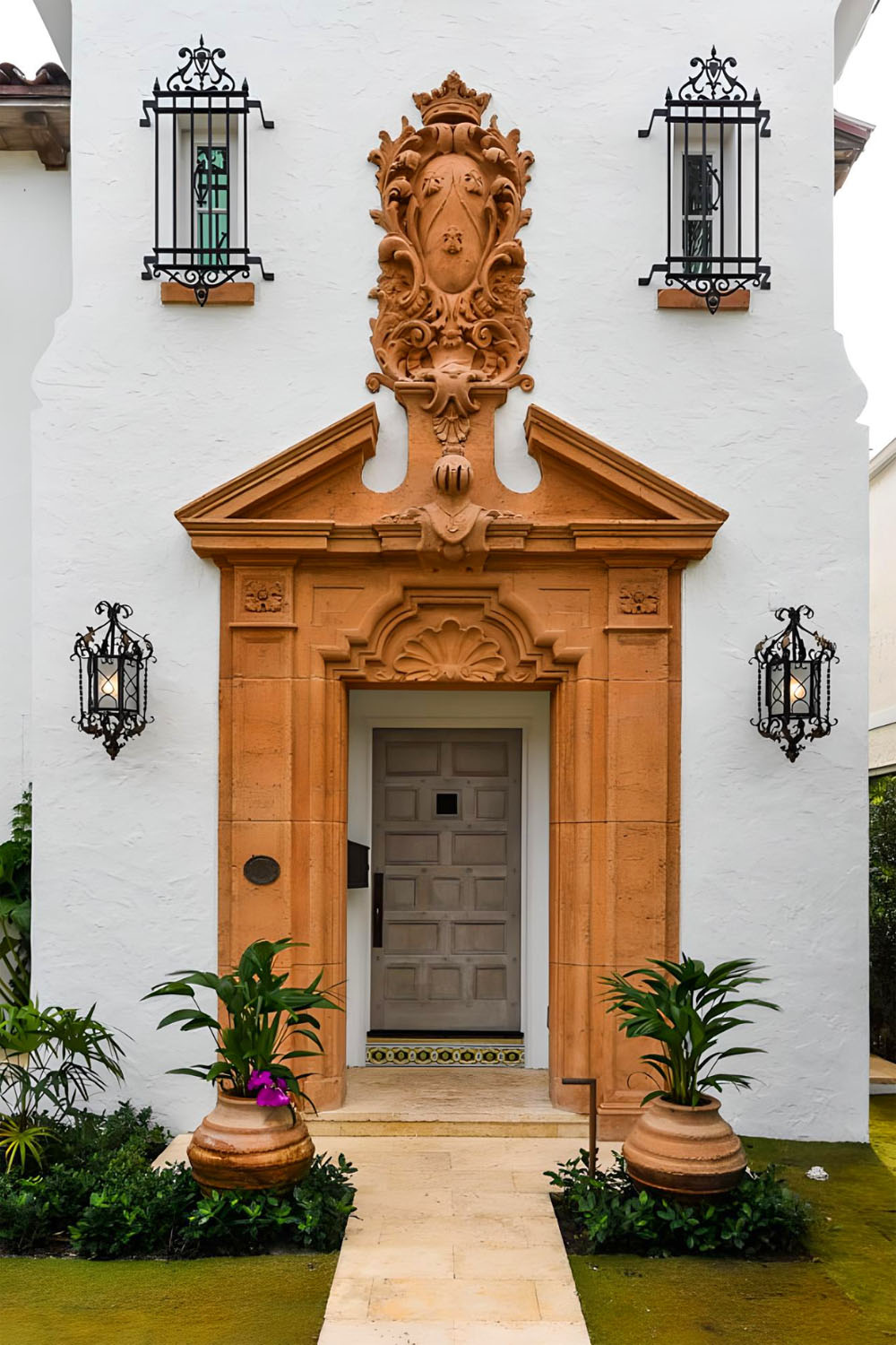 Elaborate Mediterranean Revival Cast-Stone Door Surround