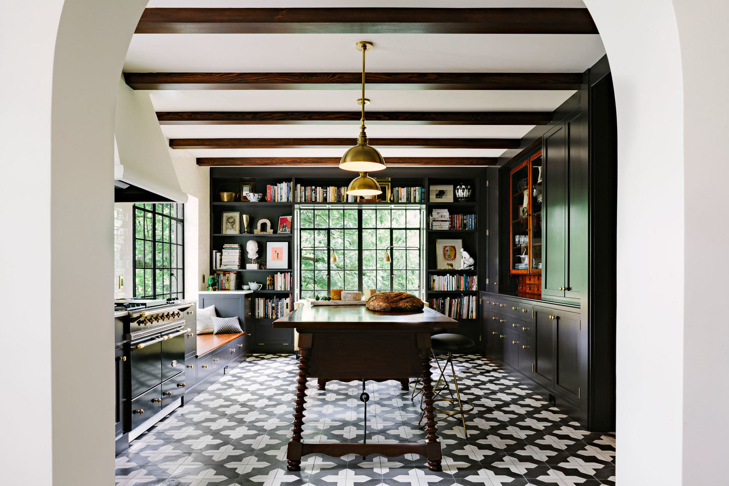 traditional kitchen with ceiling beams