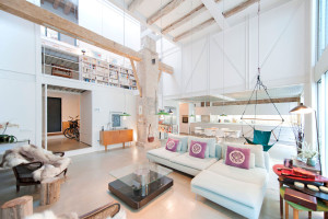 Contemporary Home with Wood Beams and High Celiling