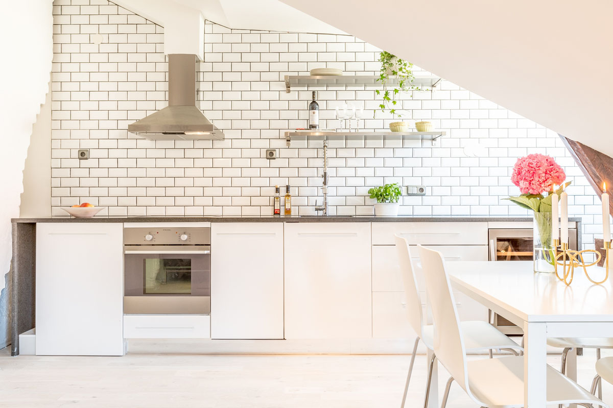 White Modern Kitchen for Small Apartment