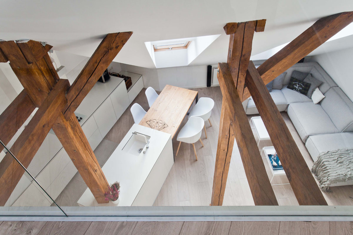 Modern Loft Apartment with Wood Beams