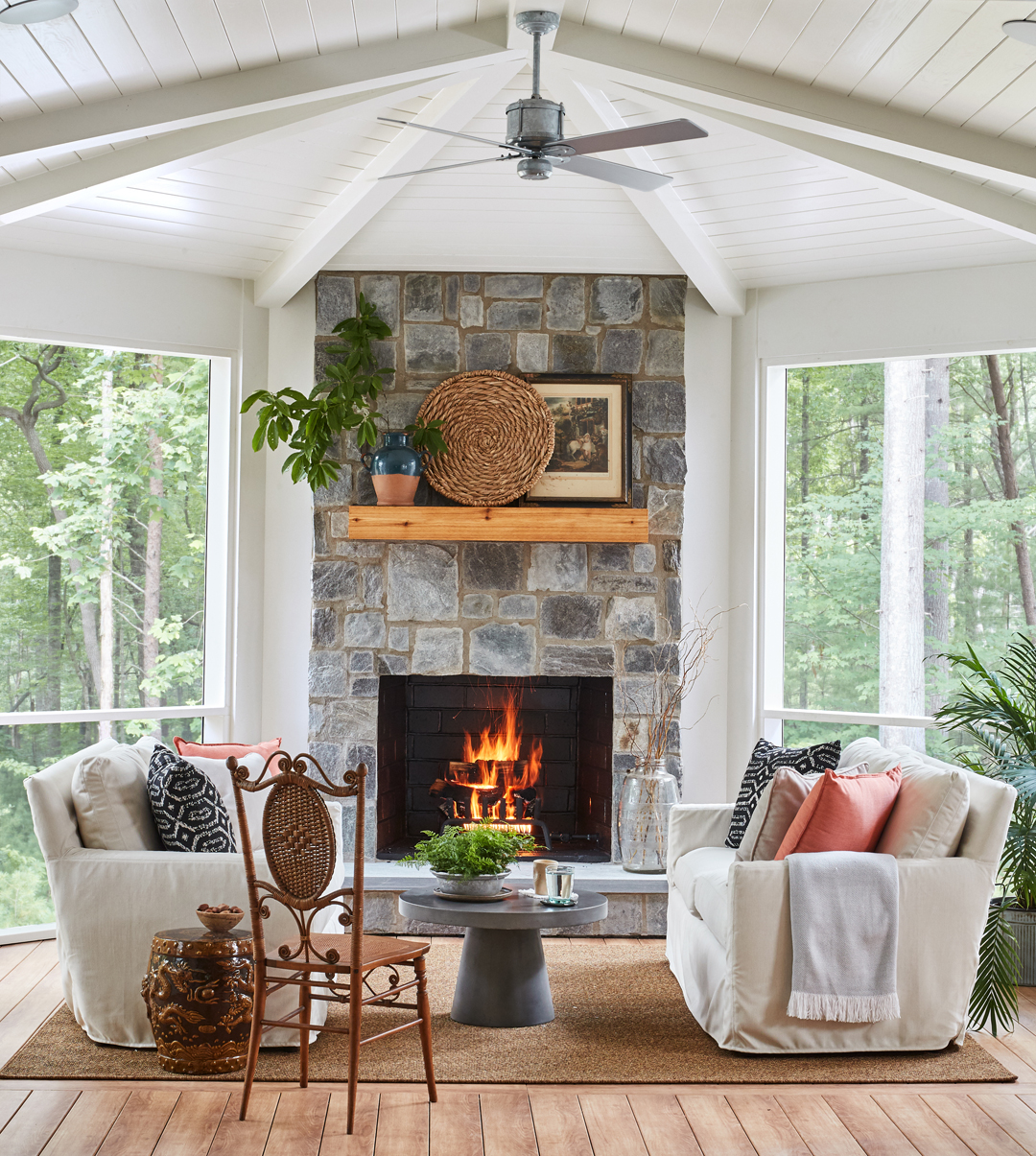 Modern Farmhouse with Stone Fireplace