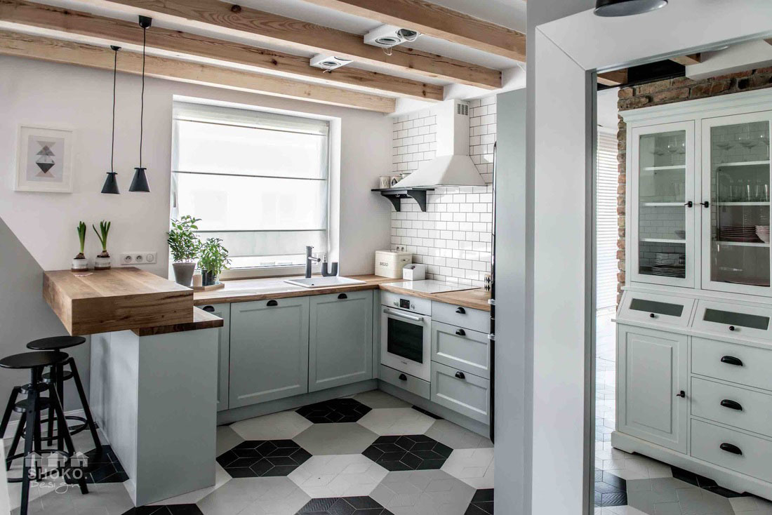 Modern Kitchen with Butcher Block Countertop