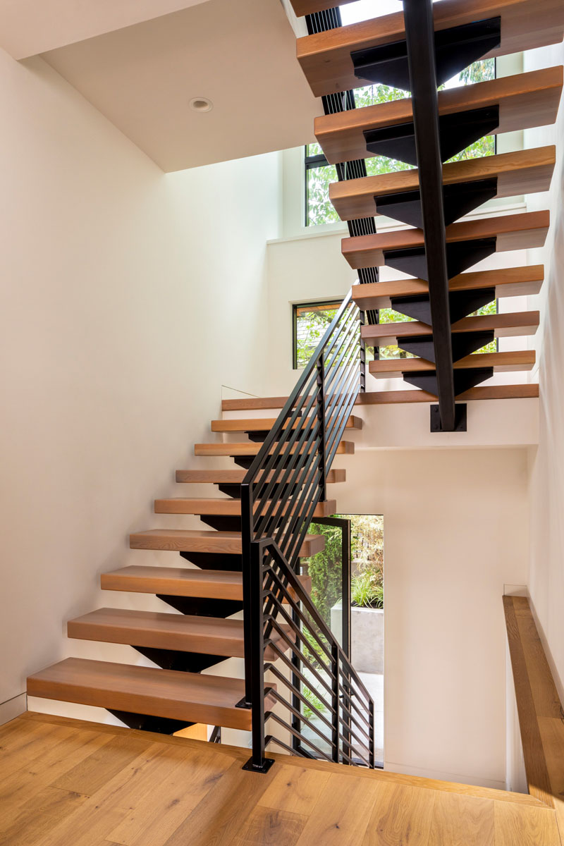 Wood and Metal Floating Staircase