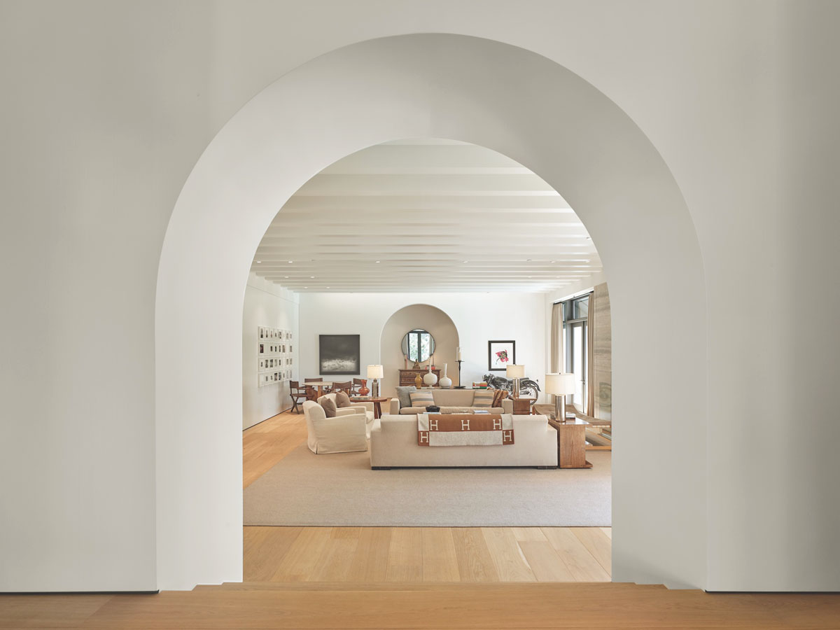 White Arched Doorway to Living Room