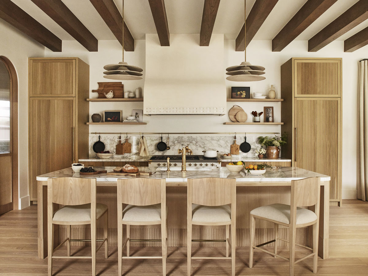 Modern Kitchen with Wood Ceiling Beams