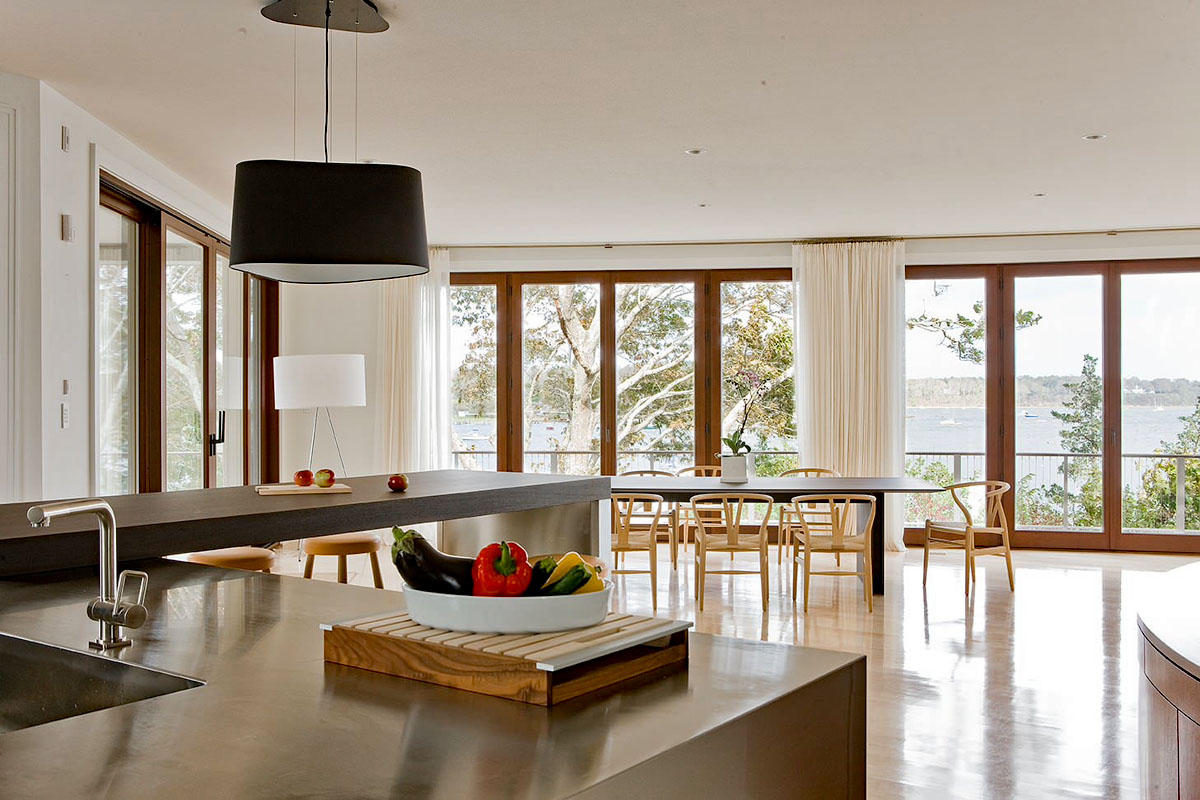 Kitchen and Living Room with Stunning Water View