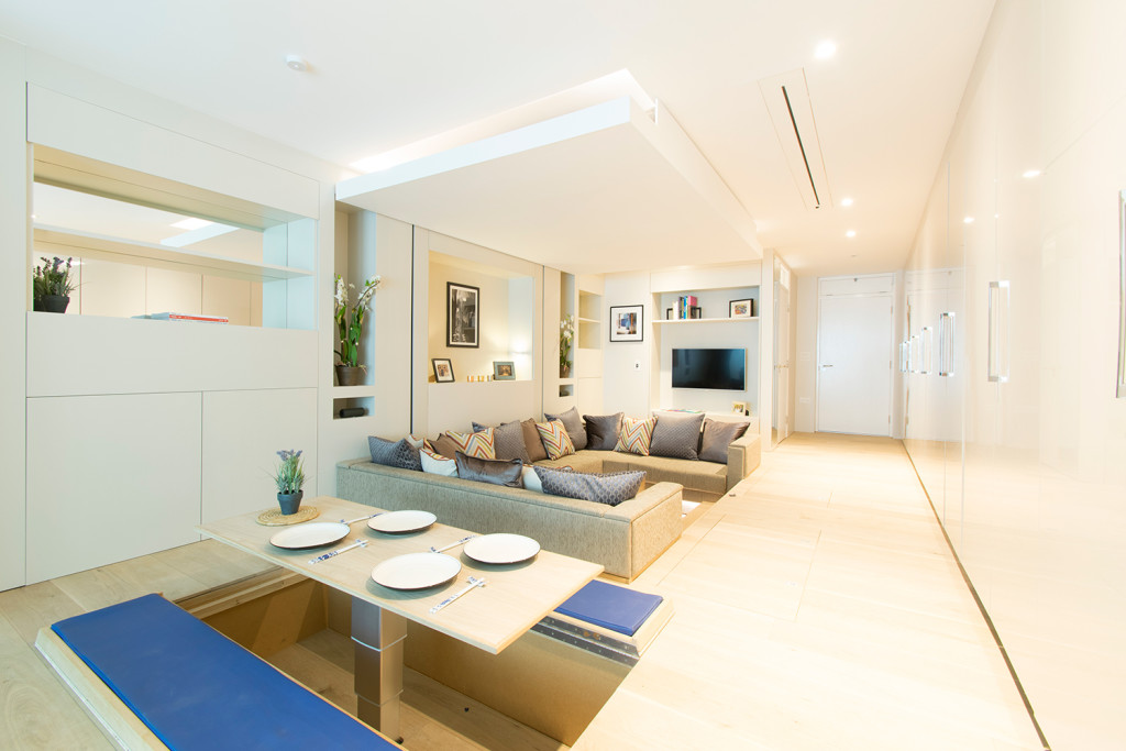Modular Studio Apartment With Elevator Bed And Disappearing Dining