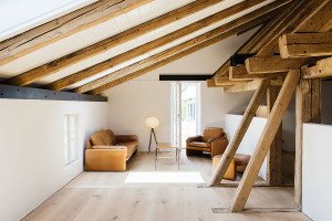 Renovated Attic Space with Exposed Wood Beams