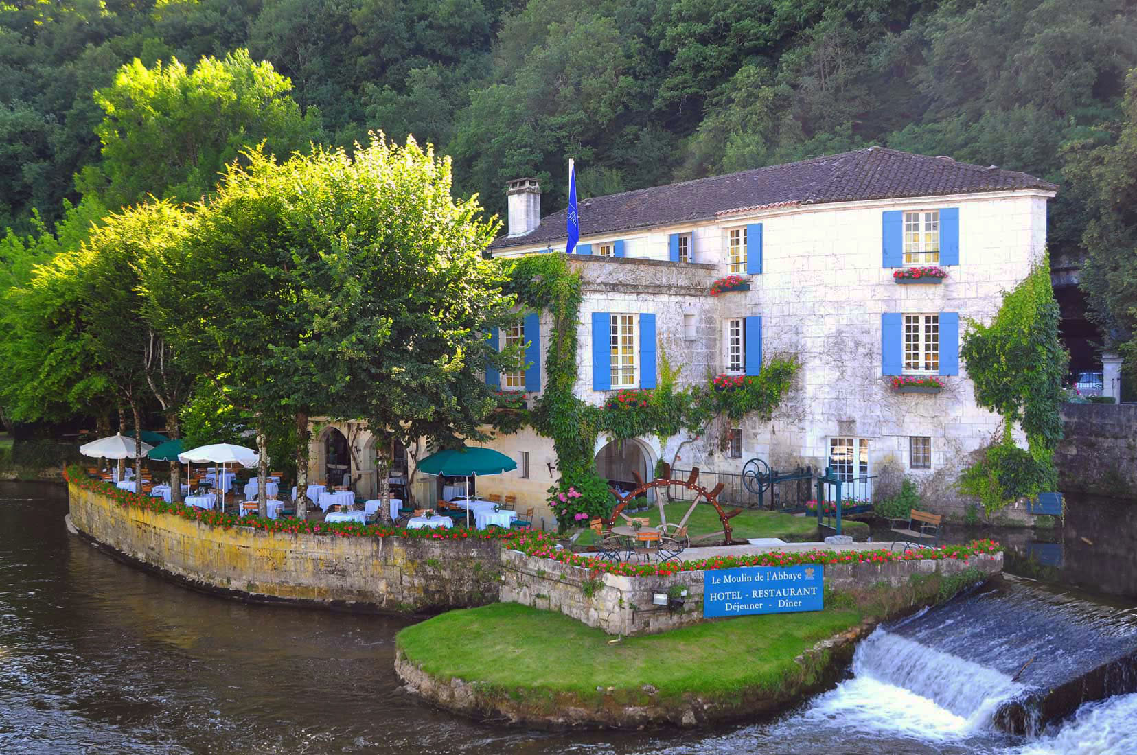Charming French Village Terrace Restaurant by the River