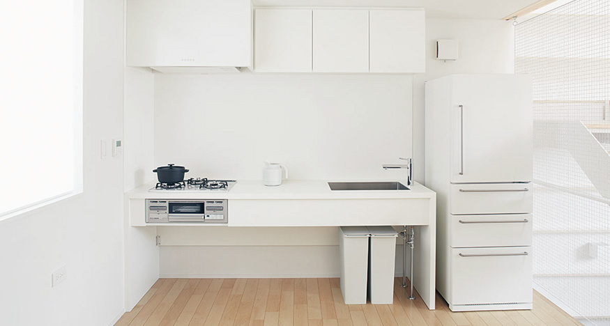 White Minimalist Tiny Kitchen