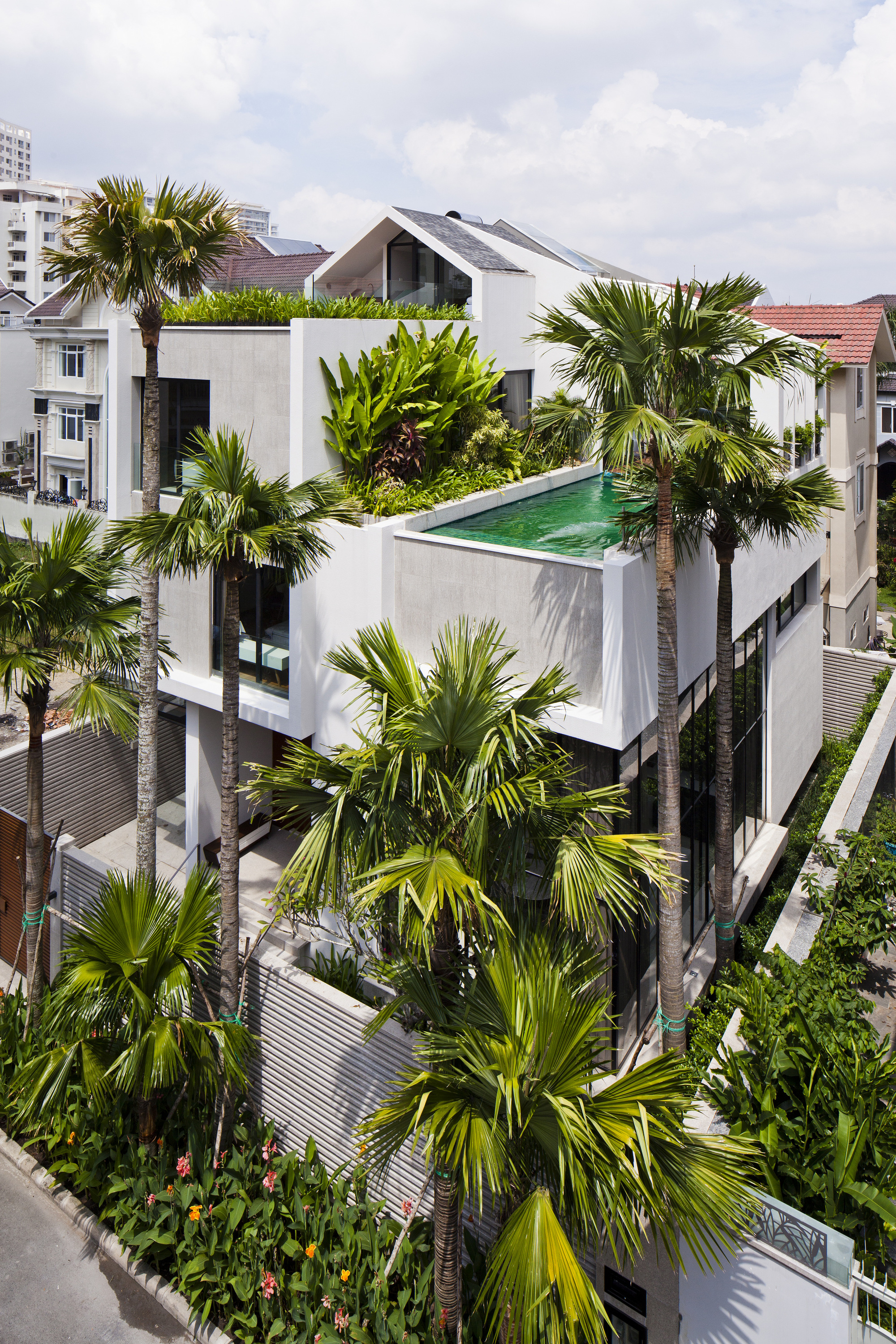 Modern Home with Second Floor Outdoor Swimming Pool