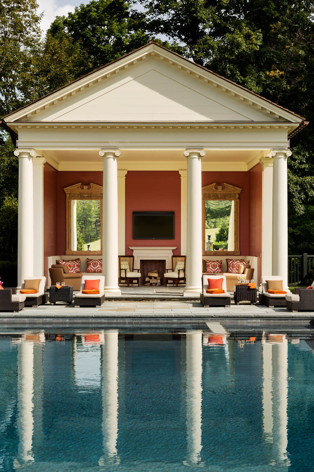 Greek Revival Temple-Like Columned Pool House