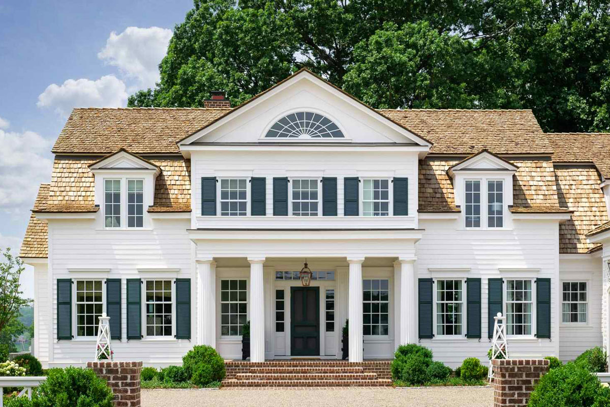 Colonial Greek Revival Style House with Doric Columns