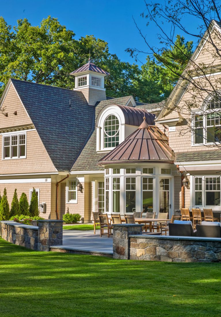 Classic Shingle and Stone House with Traditional Architecture