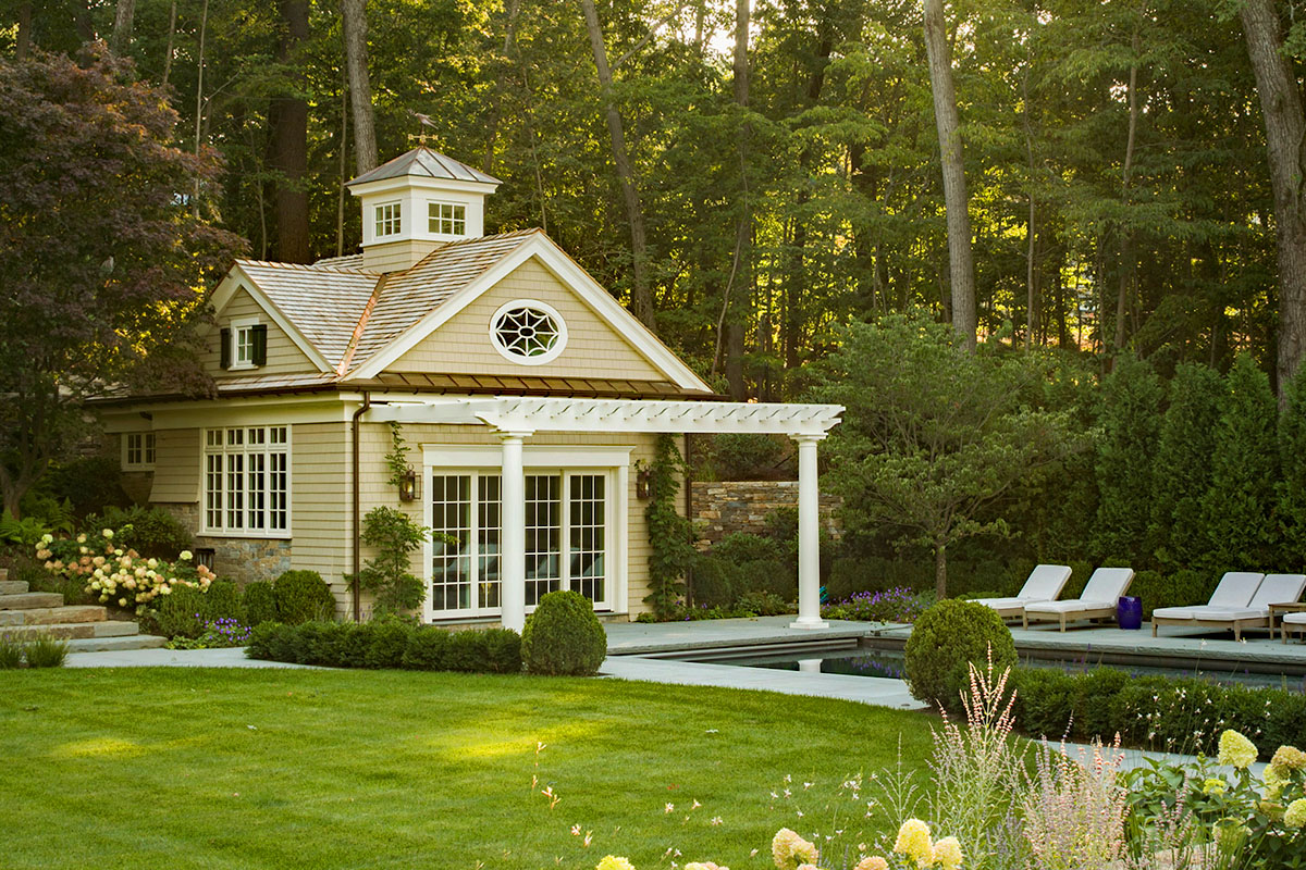 Shingle-Style Pool House with Cupola