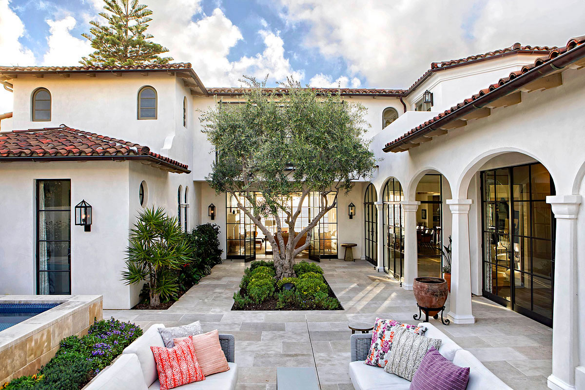Spanish Colonial Revival Beachfront Home with Inner Courtyard